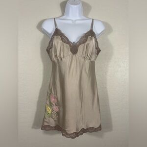 Gold Hawk Embroidered Lace Trim Cami Medium Y2K Coquette whimsigoth